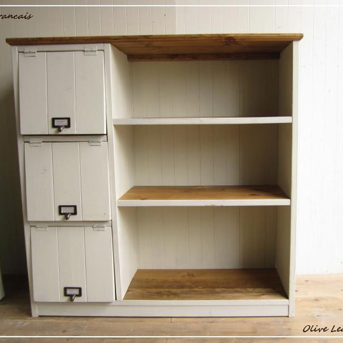 サイズ、デザインオーダー可！●パタパタ付3段ラック●シャビーブラウン●受注製作 サイズ、デザインオーダー可！○パタパタ付3段ラック○シャビー