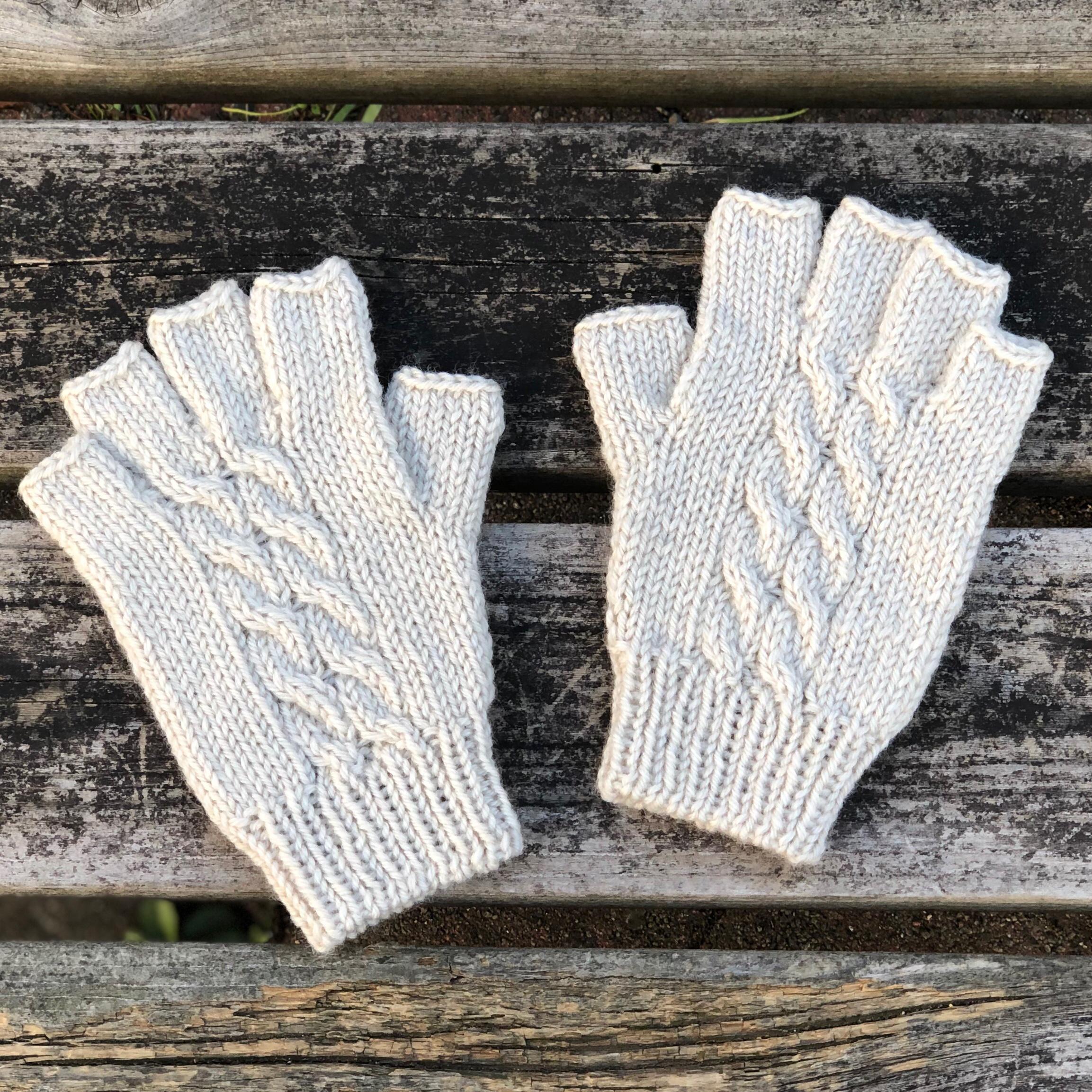 ざっくり編みのハンドウォーマー(女性用)/ハーフミトン/指なし手袋／アームウォーマー【受注生産】