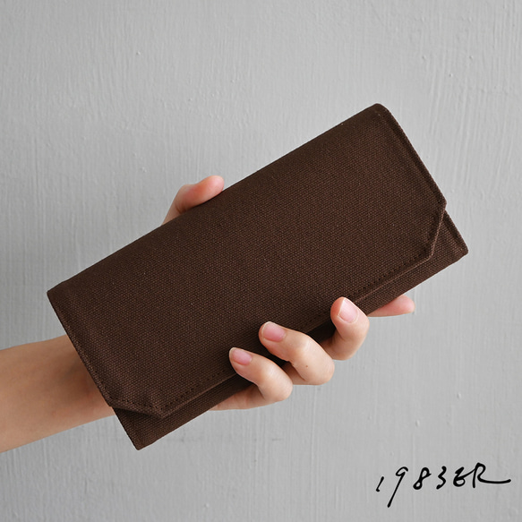 深咖啡 帆布包 可水洗紙 錢包 超輕量80g /皮夾 深棕色帆布 手工製 第1張的照片