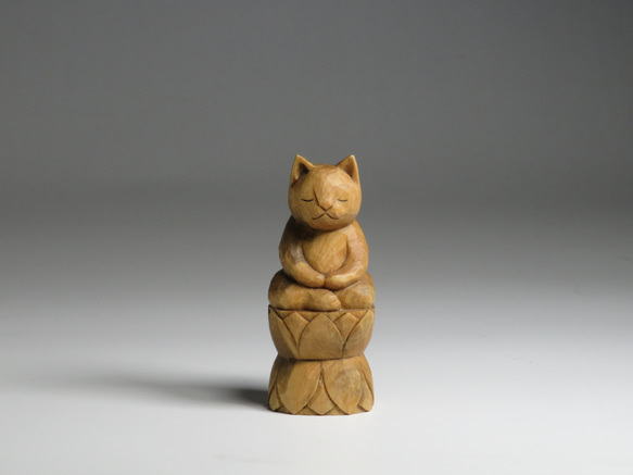 木彫り 座禅猫 蜜蝋仕上げ 猫仏1715 その他置物 仏屋さかい 通販