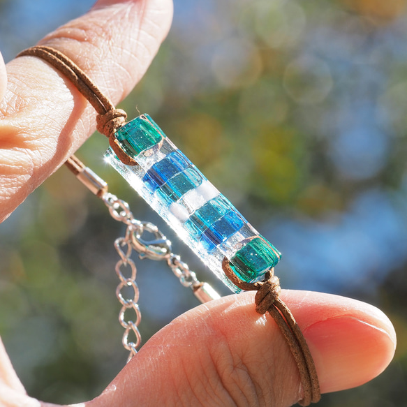 【カラーオーダー】香るガラス『かおる』アロマブレスレット/アンクレット【紐の色選べます】【長さ、金属フリー選べます】【受 5枚目の画像