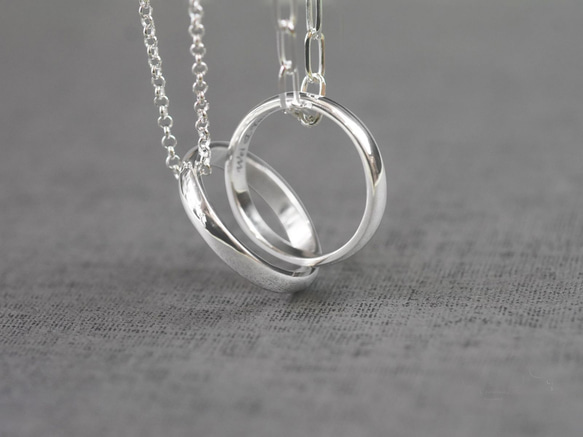 【Customize】Simple ring necklaces (engraved couple rings) 2枚目の画像