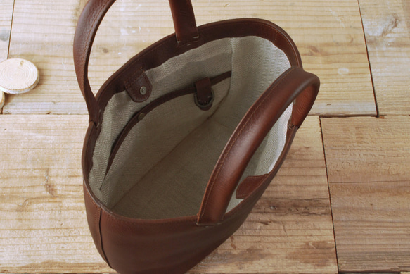 レザーミニトートバッグ lmtt-S ［ダークブラウン］ 6枚目の画像