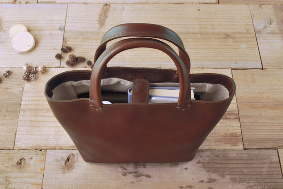 レザーミニトートバッグ lmtt-S ［ダークブラウン］ 3枚目の画像