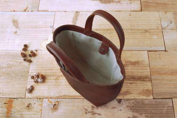 レザーミニトートバッグ lmtt-S ［ダークブラウン］ 5枚目の画像