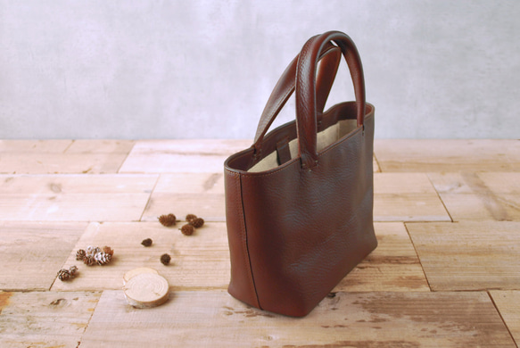 レザーミニトートバッグ lmtt-S ［ダークブラウン］ 2枚目の画像