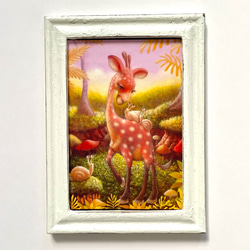 訪問者 ミニ複製画(額付き 白) 絵画 pippi 通販 3228923｜Creema