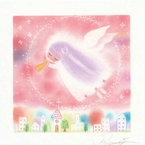 守護天使原画１点物パステル画値下げしました。 守護天使パステル画1点物[原画]最終値下げ