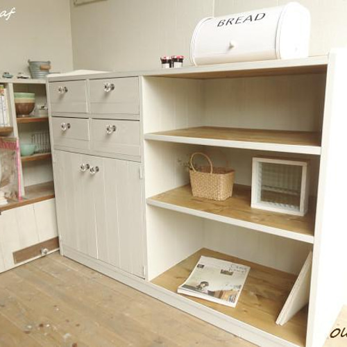 サイズ、デザインオーダー可！超ワイドラックW130○シャビーホワイト