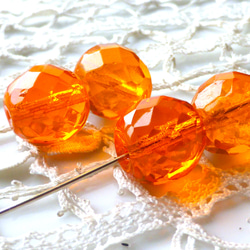 FP 大玉オレンジ　チェコビーズCzeh Glass Beads4個 2枚目の画像