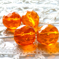 FP 大玉オレンジ　チェコビーズCzeh Glass Beads4個 1枚目の画像