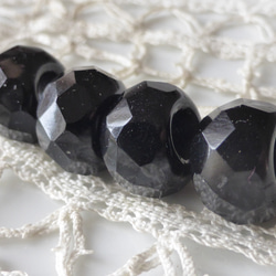 ブラック！穴4㎜　チェコビーズ Czech Glass Beads４個 3枚目の画像