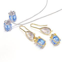 P1787s【2個入り】GlassライトサファイアLight SapphireカラープチJewelBoxゴールドチャーム 6枚目の画像