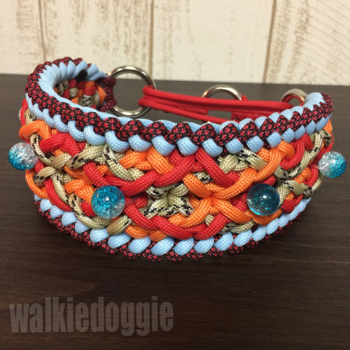 パラコード手編み幅広首輪#267 中型犬〜超大型犬向き ハーフチョーク