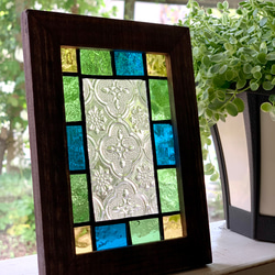 ステンドグラス※パネル※floral 枠ブラウン その他インテリア雑貨 Glass