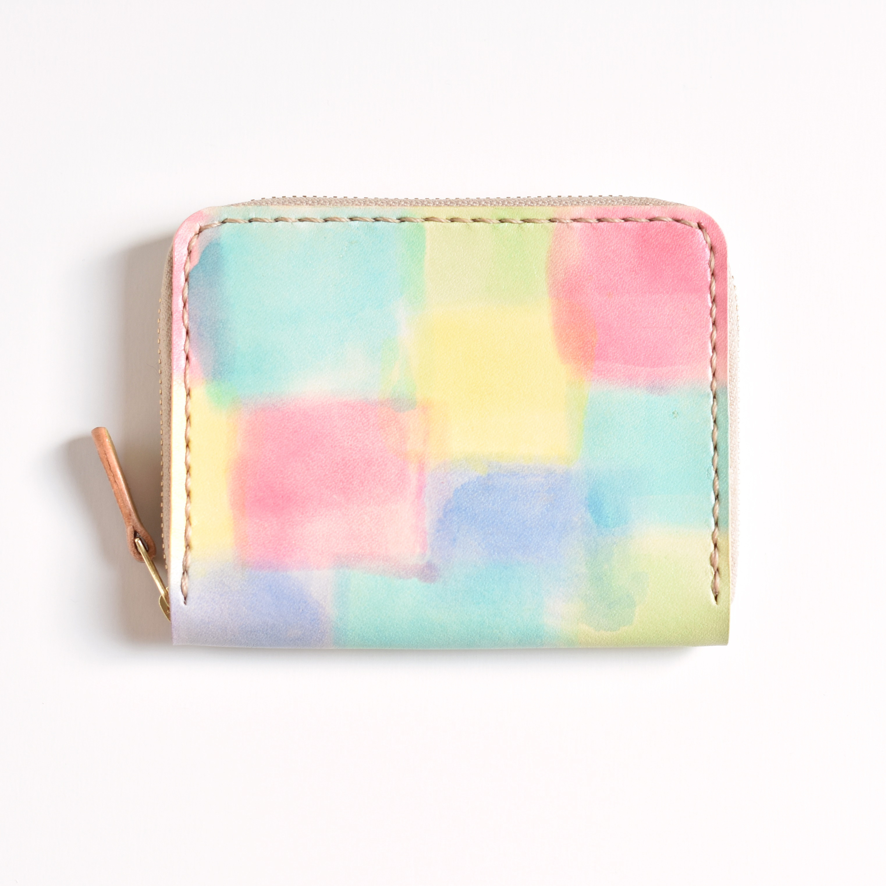 革の手染め財布 「パステル姫  No.252（ラウンドファスナー小銭入れ/コインケース）」