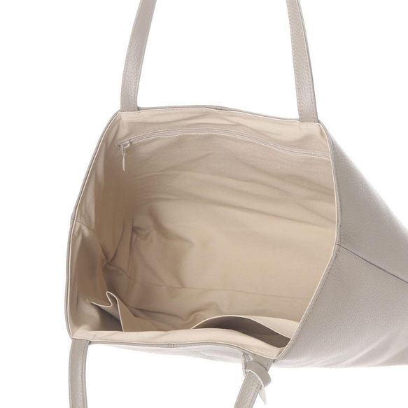 【日本製造】輕便（約 480 克）全牛皮手提包，可裝 A4 文件，收縮皮革，灰褐色。 第3張的照片