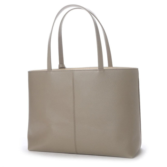 【日本製造】輕便（約 480 克）全牛皮手提包，可裝 A4 文件，收縮皮革，灰褐色。 第1張的照片