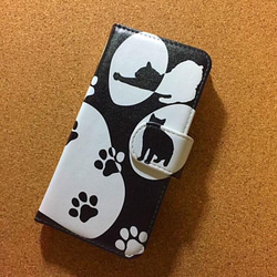 ねこ ネコシルエット cat 肉球 スマートフォン ほぼ 全機種対応 スマホケース 手帳型ケース 猫ちゃん ニャンコ 11枚目の画像