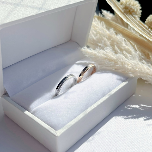 『未来のシルエット』肌に優しいペアリング 指輪 ブライダルリング 名入れ 刻印 ステンレス プレゼントキラキラ 結婚指輪 13枚目の画像
