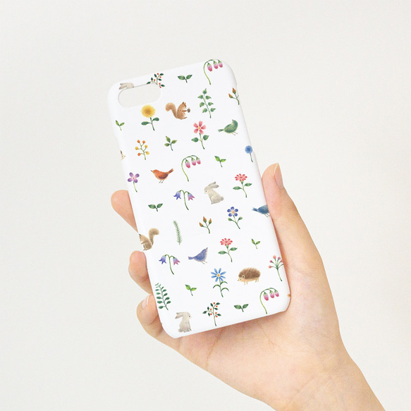 絵本のかけら。スマホケース "色とりどりの花と動物たち" SC-92 3枚目の画像