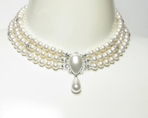 ゴージャスな3連パール◎【CHANEL】ネックレス ゴージャス系 オリジナル 3連パールネックレス 結婚式