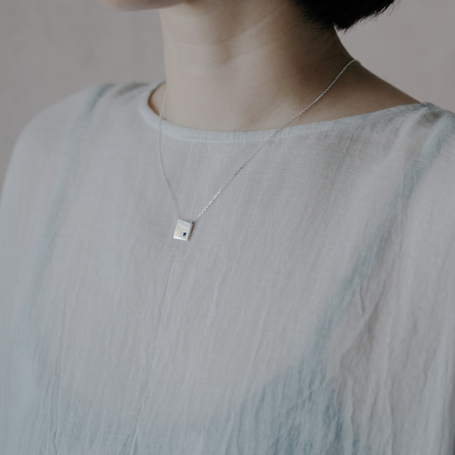 2コset）ホワイト 四角 ペア ネックレス シルバー925 ネックレス