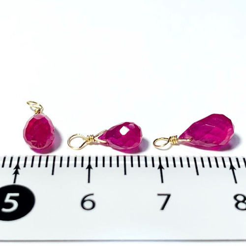 天然石チャーム】宝石質ルビーAAA 14kgf ドロップ形 1個 ハンドメイド