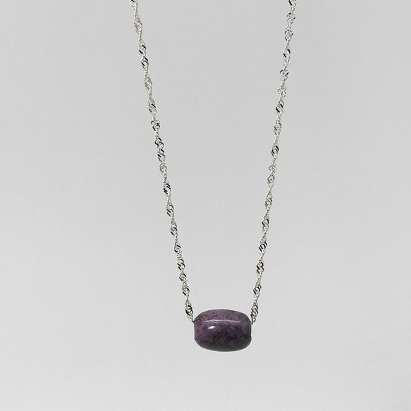 925 Silver Sugilite Barrel Bead Pendant Necklace 5枚目の画像