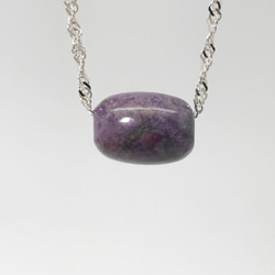 925 Silver Sugilite Barrel Bead Pendant Necklace 4枚目の画像