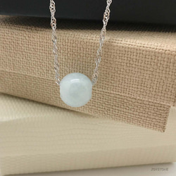 925 Silver Morganite 12mm Babyblue Bead Pendant Necklace 2枚目の画像