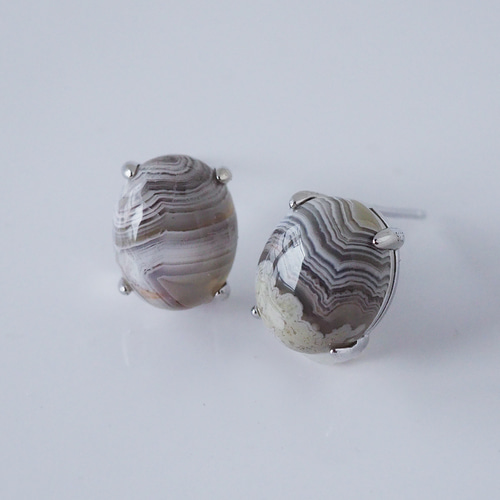 Silver925 ラグナレースアゲートピアス ピアス（スタッド・一粒