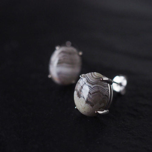 Silver925 ラグナレースアゲートピアス ピアス（スタッド・一粒