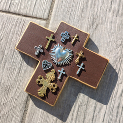 メキシコ雑貨 キリスト インテリア 十字架 クロス ブリキコラソン 壁掛け メキシコ ブリキ クロス コラソン アート インテリア 壁掛け 飾り