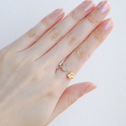 小鳥と花のフォークリング　サイズオーダーOK　18Kコーティング　ニッケルフリー 5枚目の画像