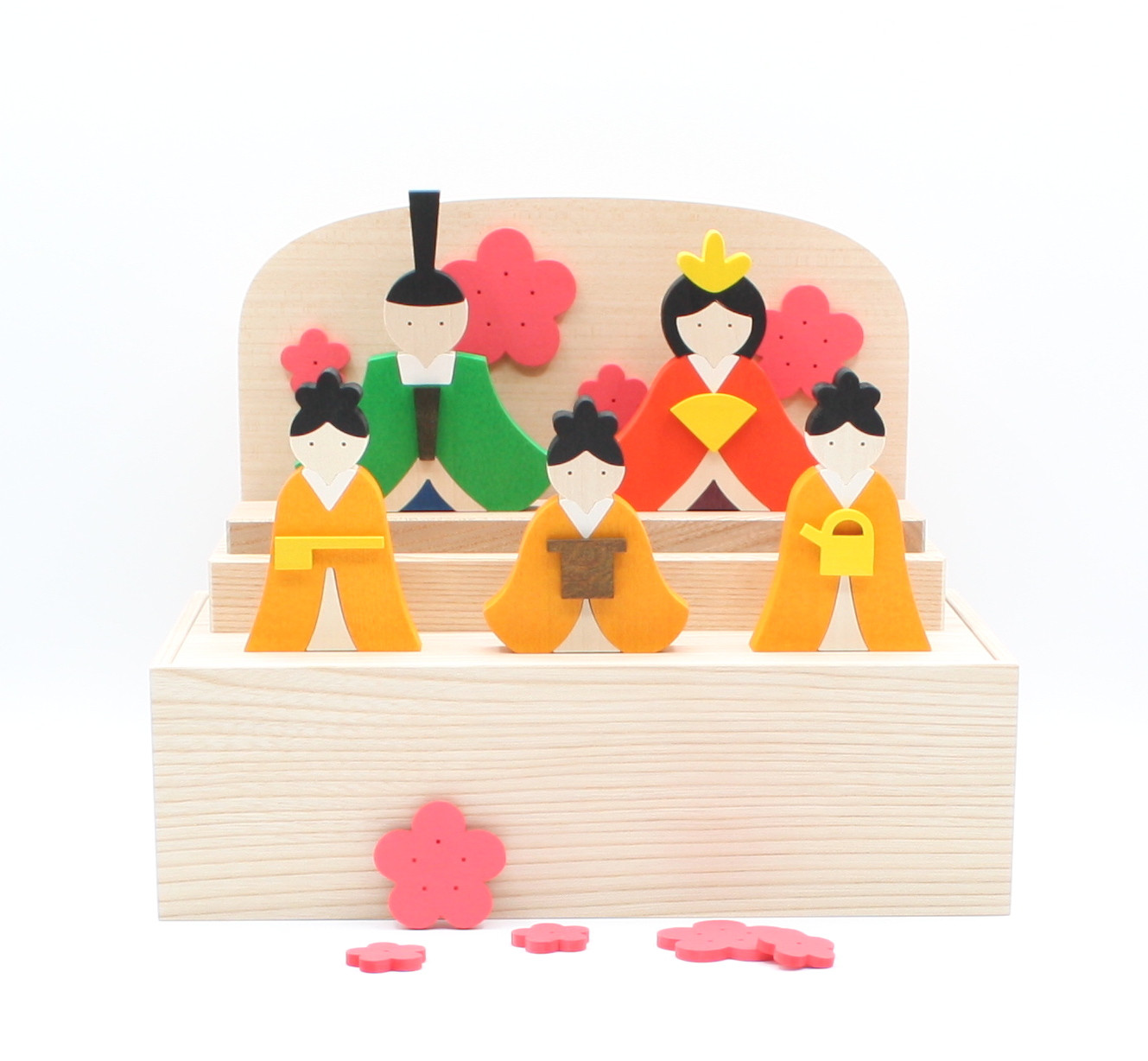 【森林工芸館】お雛様BOX 　お雛様　雛人形　木製　桃の節句飾り　木箱入り　初節句ギフト