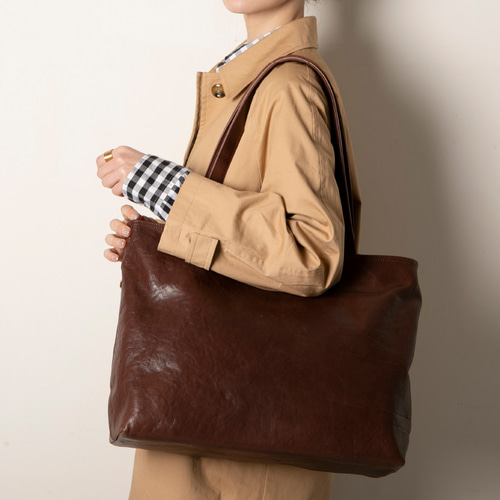 トートバッグ 鞄 栃木レザー 2Way トート 大容量 チョコ ヌメ革 本革