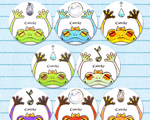 選べる4個セット】カエルさんの缶バッチ☆キャッチ the フロッグ【送料