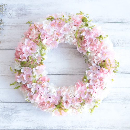 テレビCM紹介作品・受注製作】ふんわり春色さくら大きめリース