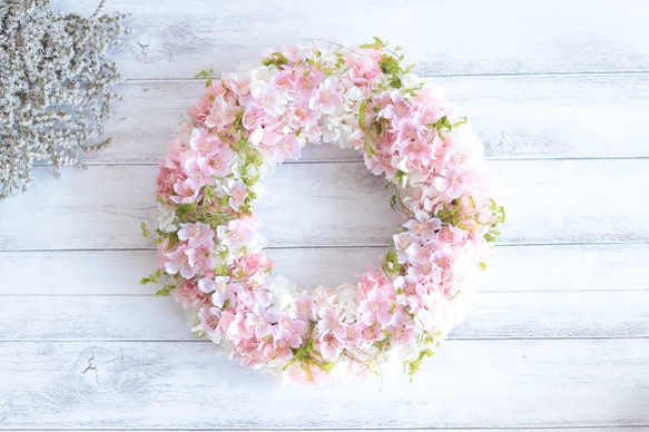 受注制作ふんわり春リース