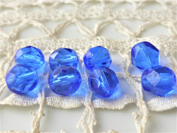 FP 青　チェコビーズCzech Glass Beads8個 3枚目の画像