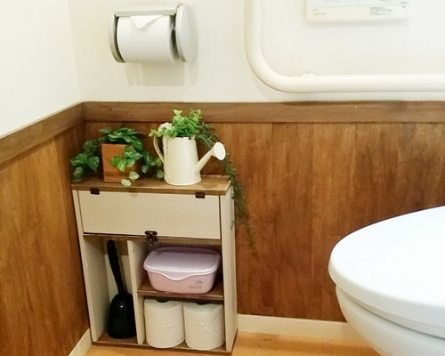 送料込】☆カントリー風 トイレラック(ウォルナット＆サンド