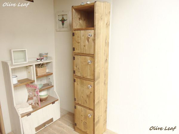 サイズ、デザインオーダー可！２扉4段キャビネット●無垢材シャビーホワイト受注製作 サイズ、デザインオーダー可！2扉4段キャビネット○無垢ナチュラル