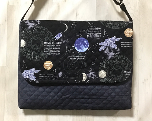 宇宙　惑星　ヌビ　キルト　キルティング　レッスンバッグ　上履き袋　体操着袋 宇宙 惑星 ヌビ キルト キルティング レッスンバッグ 上履き袋