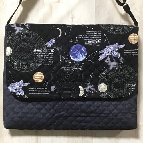 ヌビ　宇宙　惑星　レッスンバッグ　上履き袋　キルティング　キルト　デニム ヌビ 宇宙 惑星 レッスンバッグ 上履き袋 キルティング キルト デニム