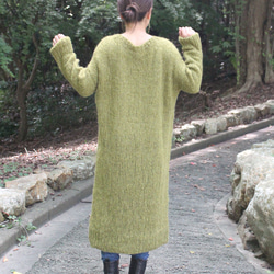 手工編織馬海毛長裙橄欖色 第4張的照片