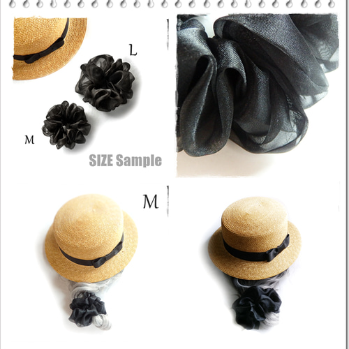 透明感＼ブラック／L・オーガンジー 黒 ©きほんのシュシュ／上品