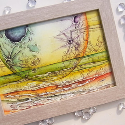 未来アート「イナリ湖の逆さオーロラ」（クレイ絵画） 絵画 山川善作