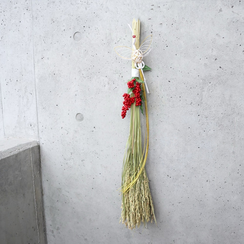 鶴と五穀豊穣(繁栄)稲穂飾り2026 鶴 南天 しめ縄 お正月 お正月飾り