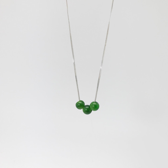 925 Silver Diopside 9.8mm Beads Pendant Necklace 4枚目の画像
